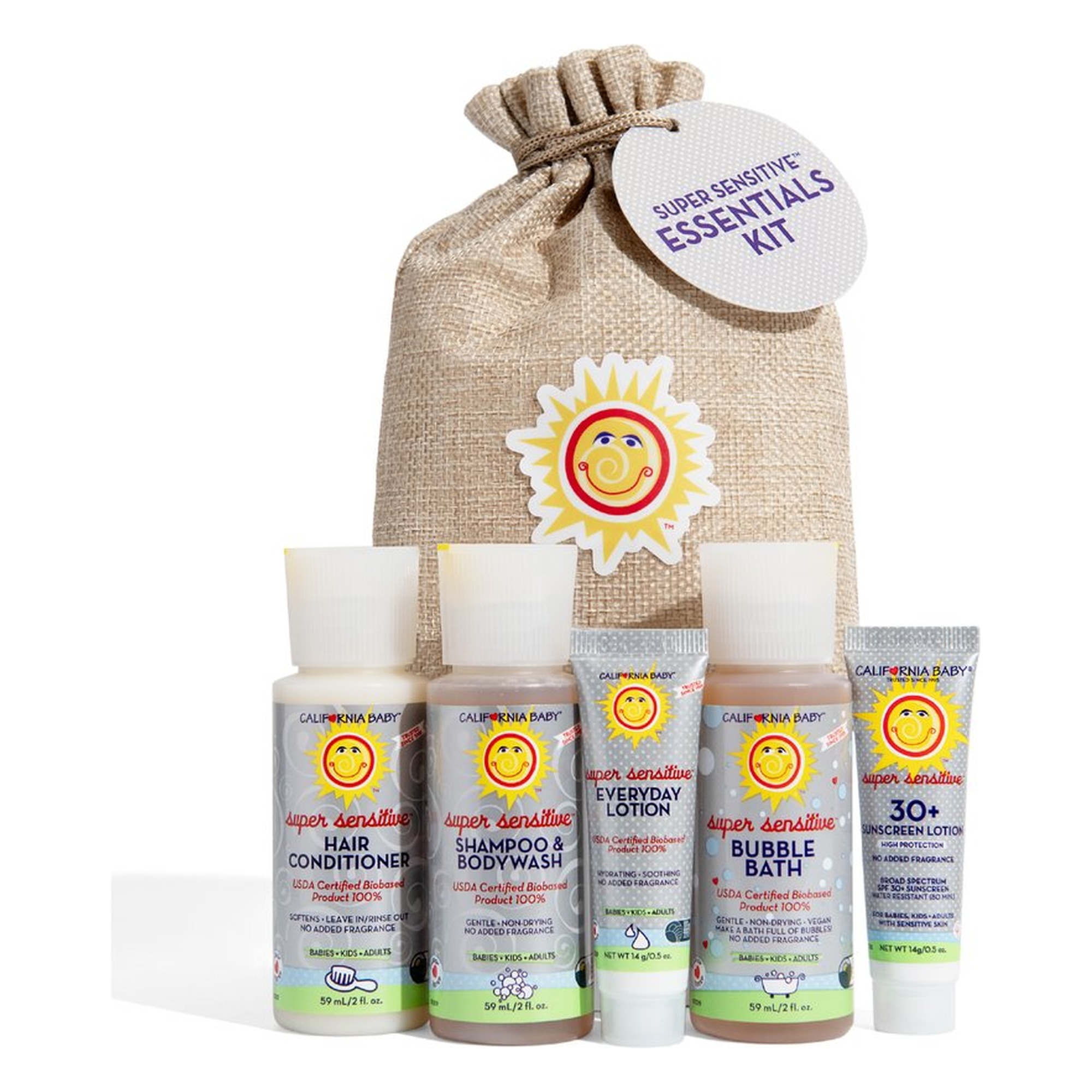 Baby Travel Essentials Kit (Shampoo, Conditioner, Bubble Bath, Lotion & Sunscreen)
