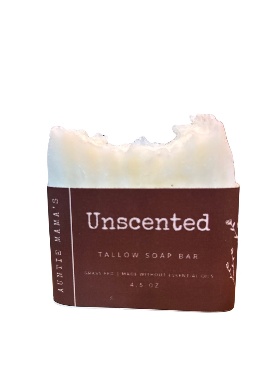 Grass Fed Tallow Bar Soap - Unscented - Essential Oil Free