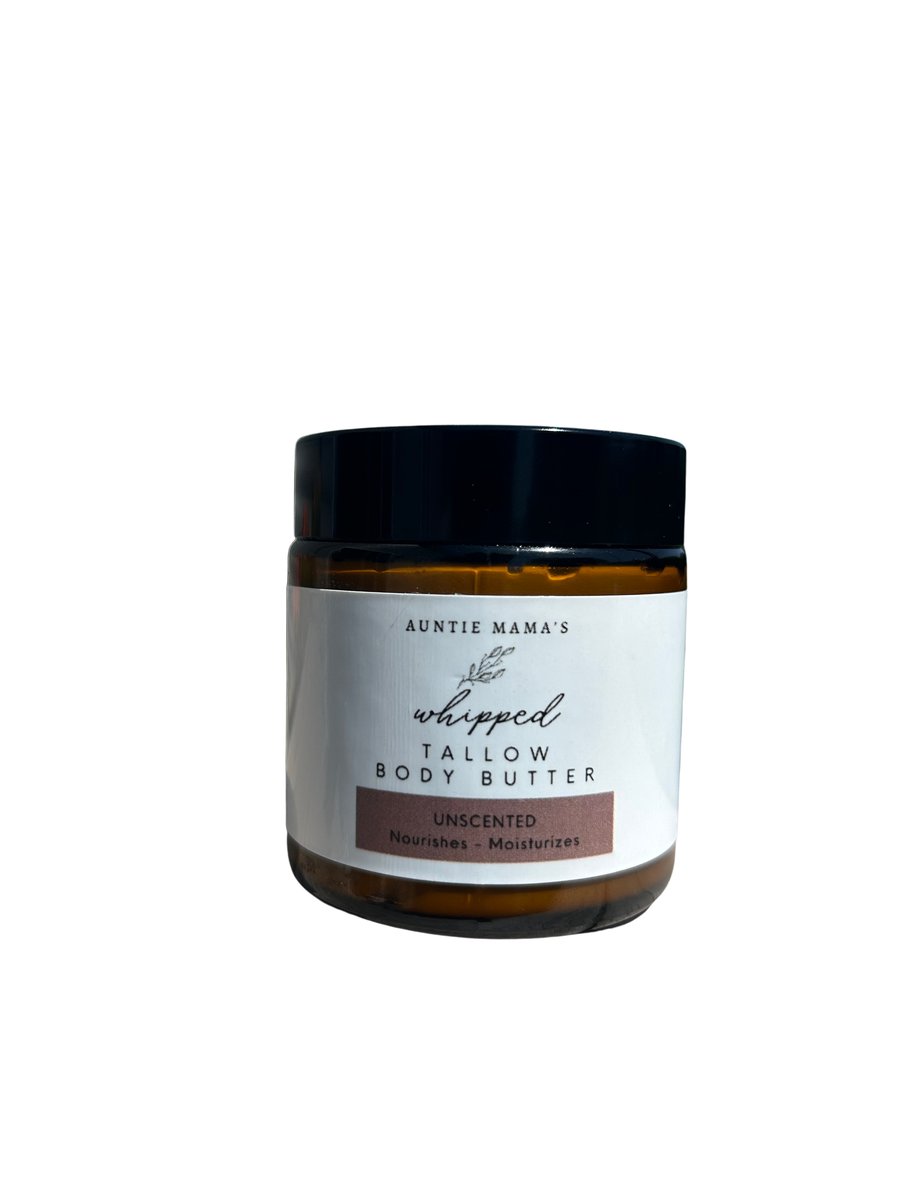 Unscented Grass Fed Whipped Tallow Balm, Organic Skin Cream, Tallow Body Butter