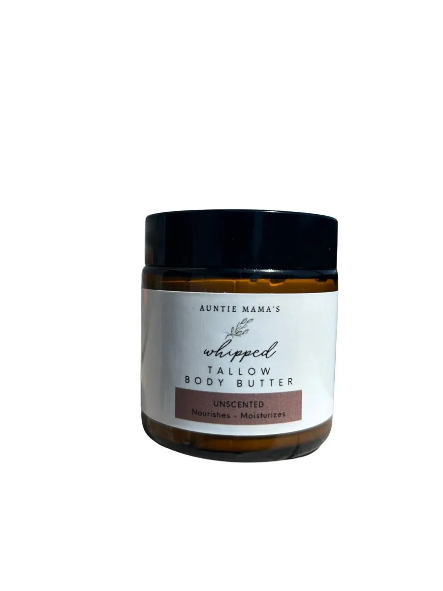 Unscented Grass Fed Whipped Tallow Balm, Organic Skin Cream, Tallow Body Butter