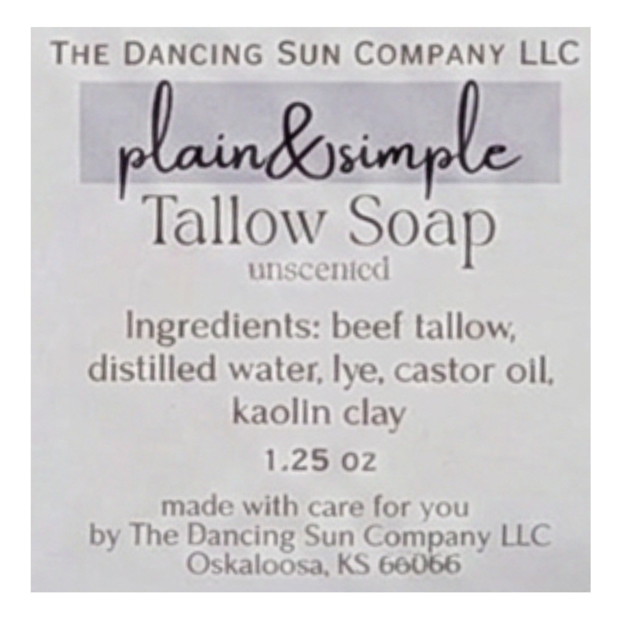 Plain & Simple Tallow Bar Soap