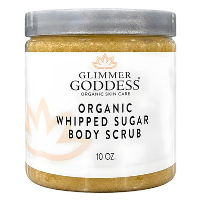 Organic Whipped Sugar Body Scrub 10 oz – Crepey Skin Treatment & Exfoliator