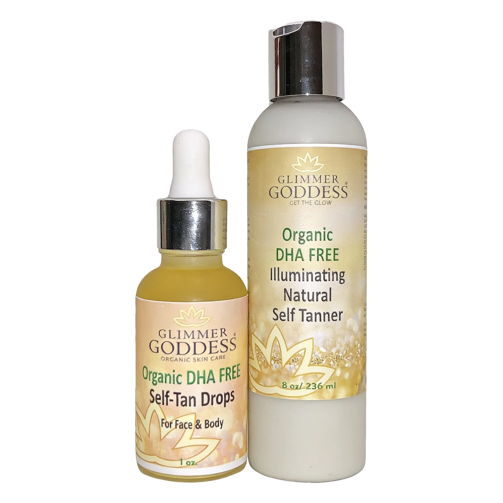 DHA-Free Self Tanner Bundle – Lotion + Drops for Natural Glow Without Smell or Orange Tones